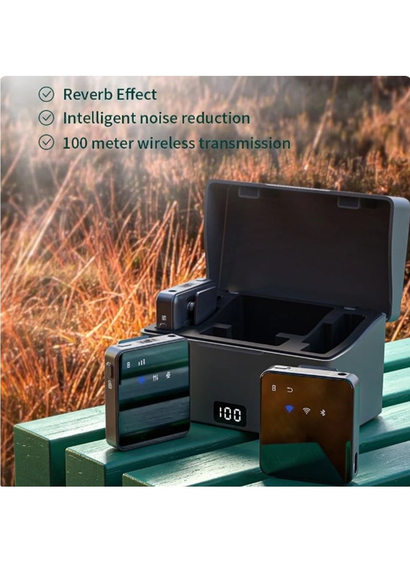 MMG - MII Dual Channel Wireless Microphone for Phone Lapel One Touch Noise Cancelling Microphone Mic with Charging Box Noise Reduction for Video Android IOS Camera laptop - Image 1