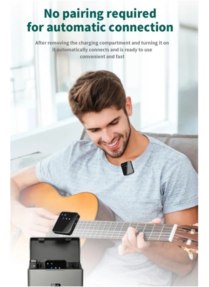 MMG - MII Dual Channel Wireless Microphone for Phone Lapel One Touch Noise Cancelling Microphone Mic with Charging Box Noise Reduction for Video Android IOS Camera laptop - Image 1