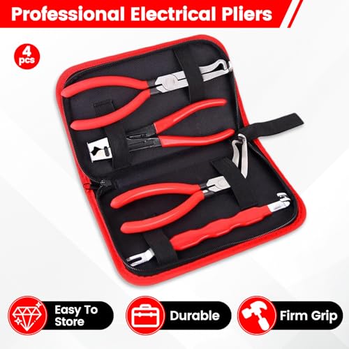Rhevosil 4 Pcs Electrical Disconnect Pliers for Cars, Automotive Electrical Terminal Connector Separator Removal Tool, with Straight & 60° Pliers, Hose Clamp Plier, Plug Release Tool in Storage Box - Image 2