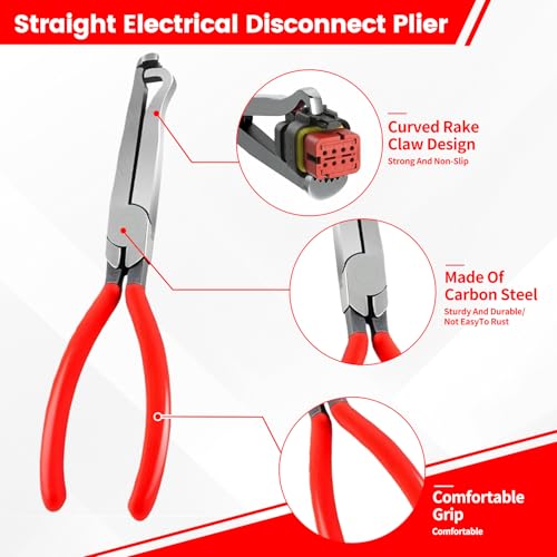 Rhevosil 4 Pcs Electrical Disconnect Pliers for Cars, Automotive Electrical Terminal Connector Separator Removal Tool, with Straight & 60° Pliers, Hose Clamp Plier, Plug Release Tool in Storage Box - Image 4