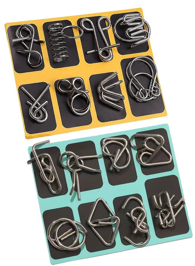 BUPY 16-Piece Metal Wire 3D Puzzle Set - Brain Teasers Jigsaw Puzzles Educational Intelligence Toys Children Game  - Image 1