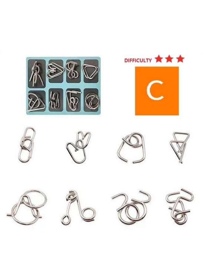 BUPY 16-Piece Metal Wire 3D Puzzle Set - Brain Teasers Jigsaw Puzzles Educational Intelligence Toys Children Game  - Image 3