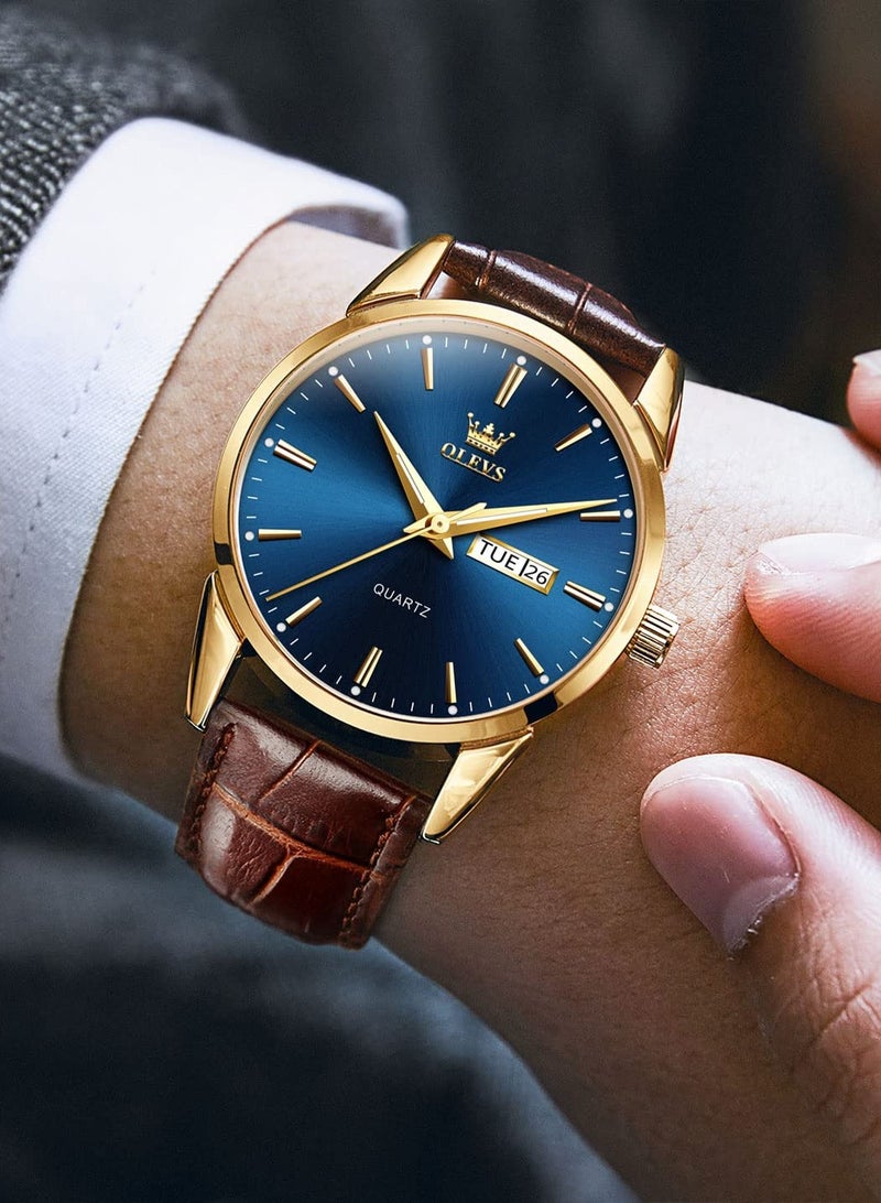 أوليفز ساعات رجالية كوارتز انالوج مقاومة للماء جلد 6898 - Image 2