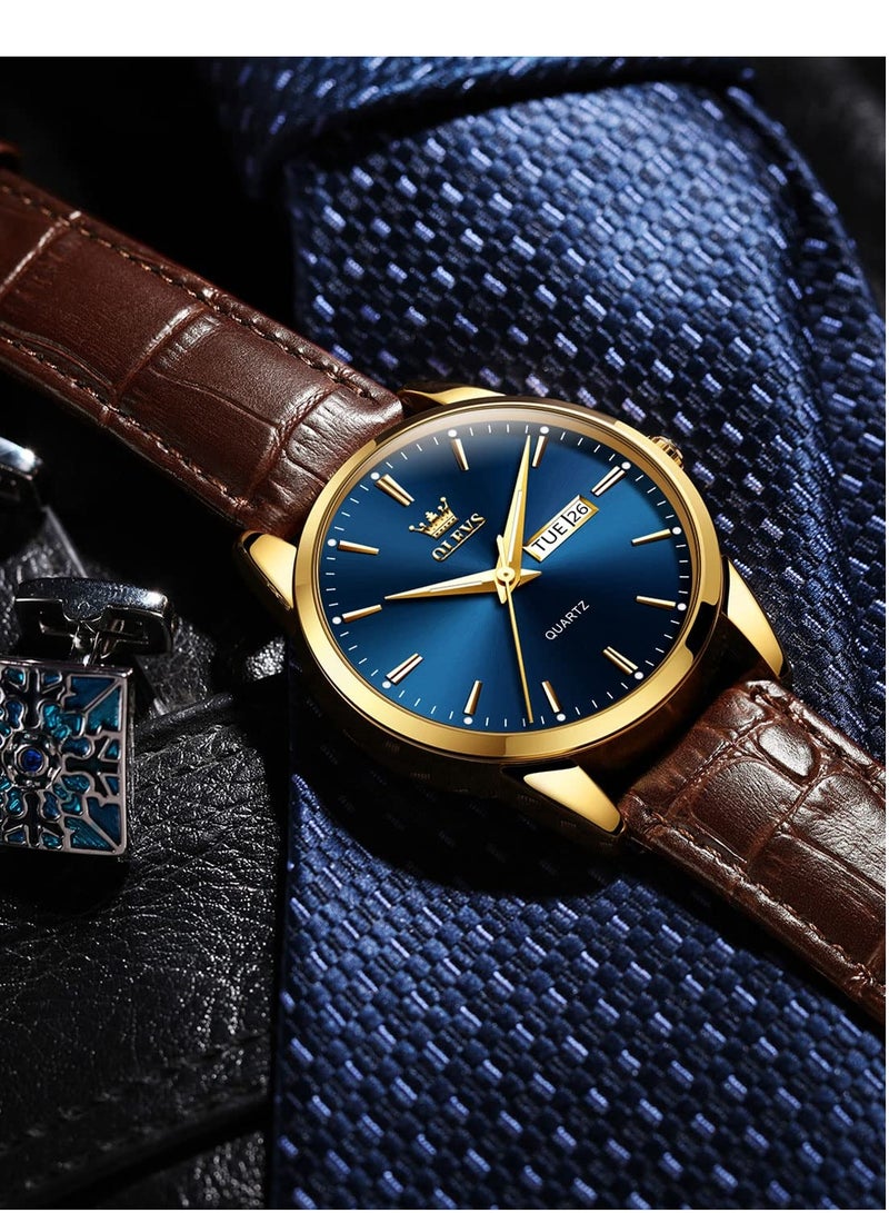 أوليفز ساعات رجالية كوارتز انالوج مقاومة للماء جلد 6898 - Image 5