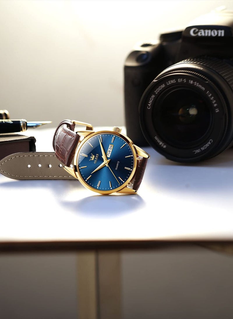 أوليفز ساعات رجالية كوارتز انالوج مقاومة للماء جلد 6898 - Image 3