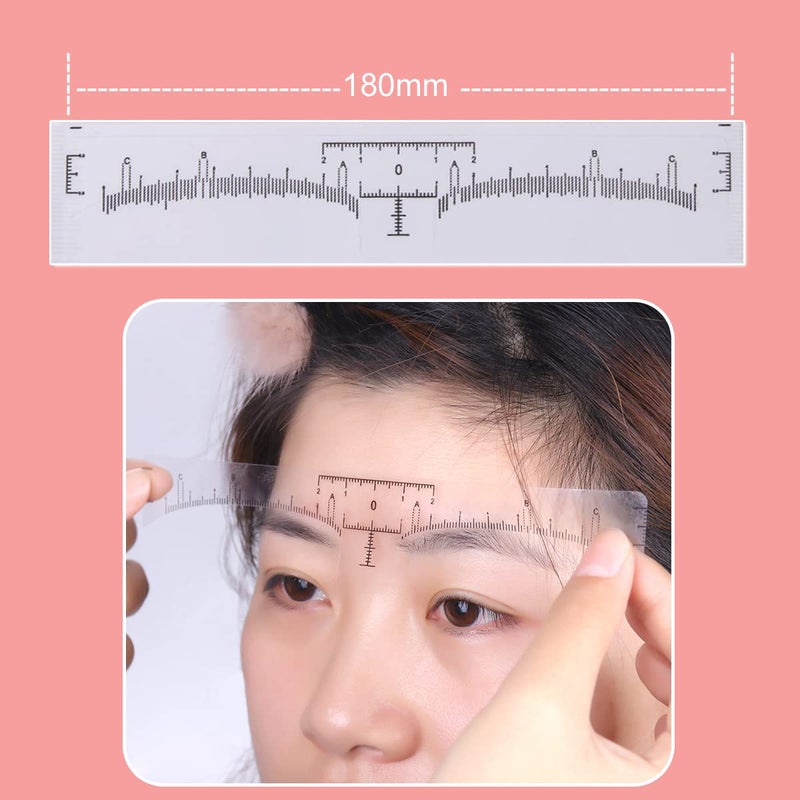 KingMas 100 Pack Eyebrow Ruler, KINGMAS Disposable Brow Ruler Microblading Adhesive Eyebrow Sticker Stencil Guide Measuring Tool - Image 4