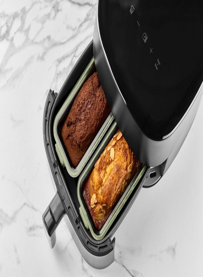 Lekue Lékué Air Fryer Rectangular Glass Dishes - Set of 2 - Borosilicate Glass & 100% Platinum Silicone Rimmed Cooking Trays with Handles for Easy Removal, Clear Baking Liner Baskets for Air Frying Cooking - Image 5