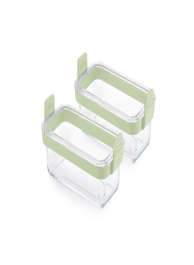 Lekue Lékué Air Fryer Rectangular Glass Dishes - Set of 2 - Borosilicate Glass & 100% Platinum Silicone Rimmed Cooking Trays with Handles for Easy Removal, Clear Baking Liner Baskets for Air Frying Cooking - Image 1