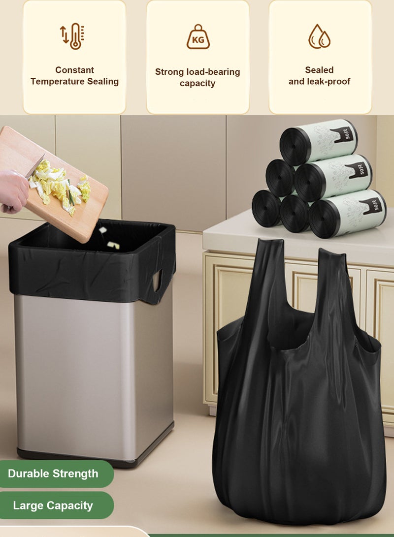 Splendors 90 Count Thickened Trash Bags Roll With Handles 10 Gallons Steady Kitchen Trash Bags Garbage Bags with Handles Unscented Black  - Image 2