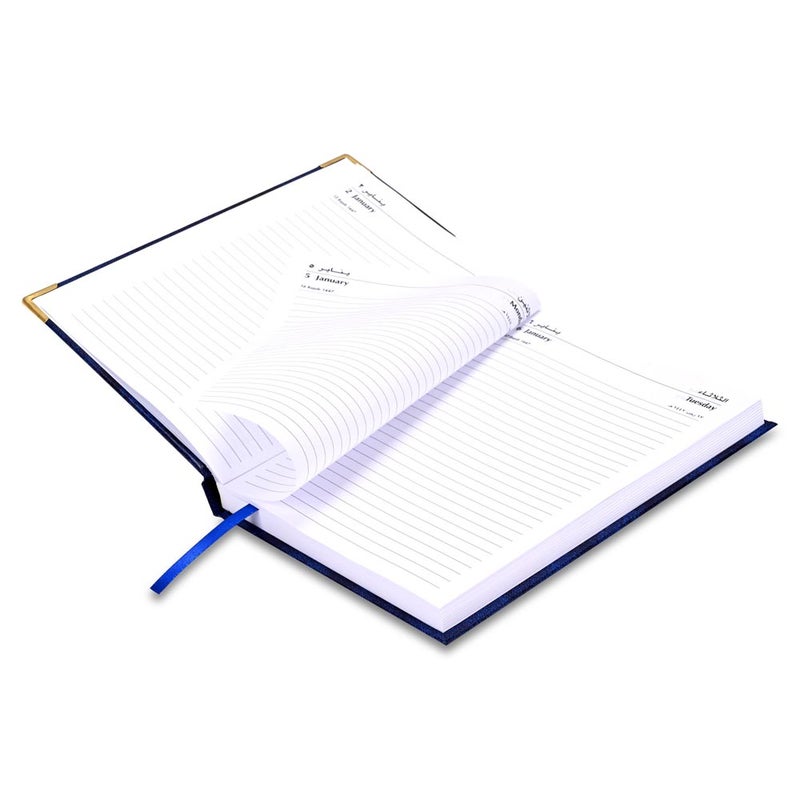 FIS 2026 Diary, A5 Size 148x210mm, 1 Side Padded Vinyl Cover, Gold Round Corners, 1 Day a Page with Saturday & Sunday Combined, Arabic/English, 60gsm - Image 4