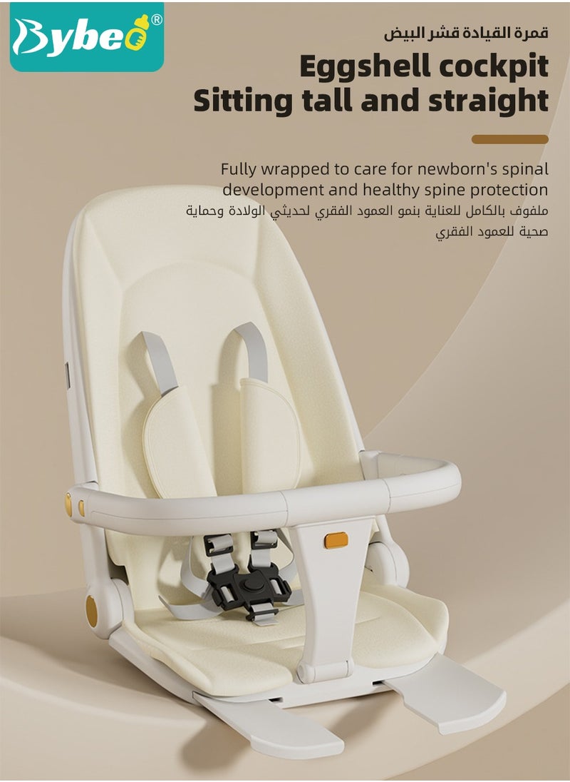 Bybeo - Lightweight Baby Stroller, Multifunctional Travel Cabin, One-Hand Folding Babies Strollers for Newborn, Infant, Kids with Dinner Plate, Sunshade and 175-Degree Adjustable  Reversible Reclining Seat - Image 1