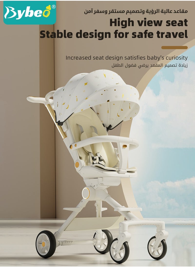 Bybeo - Lightweight Baby Stroller, Multifunctional Travel Cabin, One-Hand Folding Babies Strollers for Newborn, Infant, Kids with Dinner Plate, Sunshade and 175-Degree Adjustable  Reversible Reclining Seat - Image 1