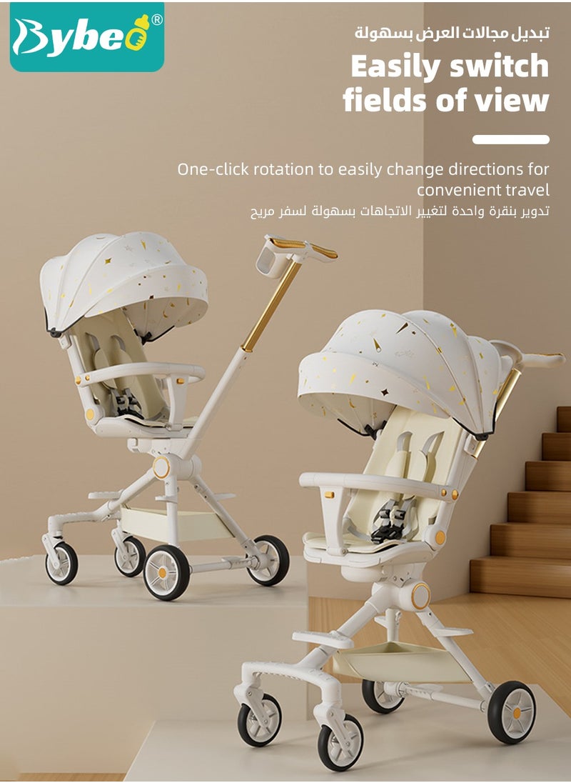 Bybeo - Lightweight Baby Stroller, Multifunctional Travel Cabin, One-Hand Folding Babies Strollers for Newborn, Infant, Kids with Dinner Plate, Sunshade and 175-Degree Adjustable  Reversible Reclining Seat - Image 1
