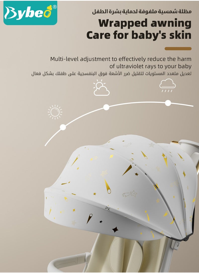 Bybeo - Lightweight Baby Stroller, Multifunctional Travel Cabin, One-Hand Folding Babies Strollers for Newborn, Infant, Kids with Dinner Plate, Sunshade and 175-Degree Adjustable  Reversible Reclining Seat - Image 1