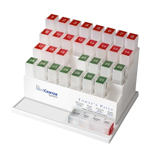 Medcenter Monthly Pill Box Organizer, 4 Times a Day, Large 31 Daily Pill Cases with Compartments for Vitamins, Supplements, Medication, 31 Day Pill Organizer - Image 1