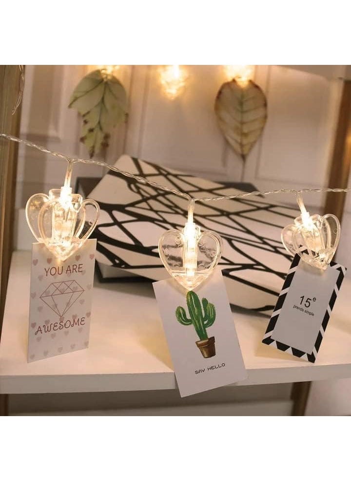 PURCHASE PLUSE PURCHASE PLUSE Heart Shape Photo Clip LED String Light Fairy Light for Christmas Wedding Birthday Valentines Party Decoration Room Decoration 10 PCS  - Image 3
