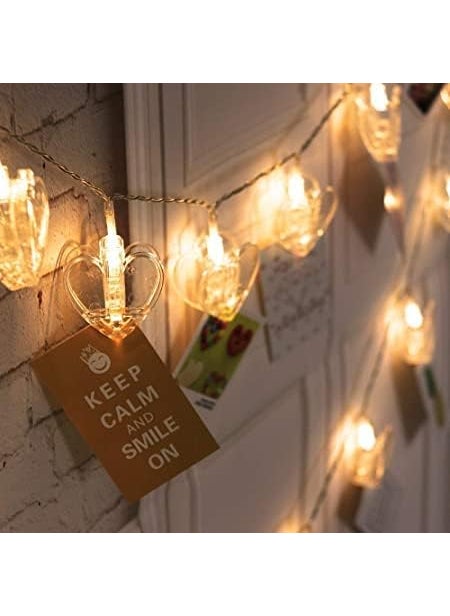 PURCHASE PLUSE PURCHASE PLUSE Heart Shape Photo Clip LED String Light Fairy Light for Christmas Wedding Birthday Valentines Party Decoration Room Decoration 10 PCS  - Image 1