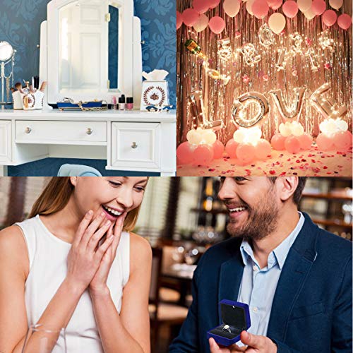 GBYAN Single Slot Velvet Ring Box for Engagement or Wedding with LED Light - Blue - Image 5