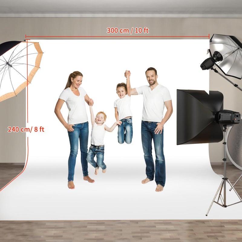 Hemmotop White Photo Backdrop 10x8ft, Large Drapes Well Photography Background for Family Photoshoot, Video Recording, Graduation, Birthday, Wedding, Baby Shower Party Photos - Image 4