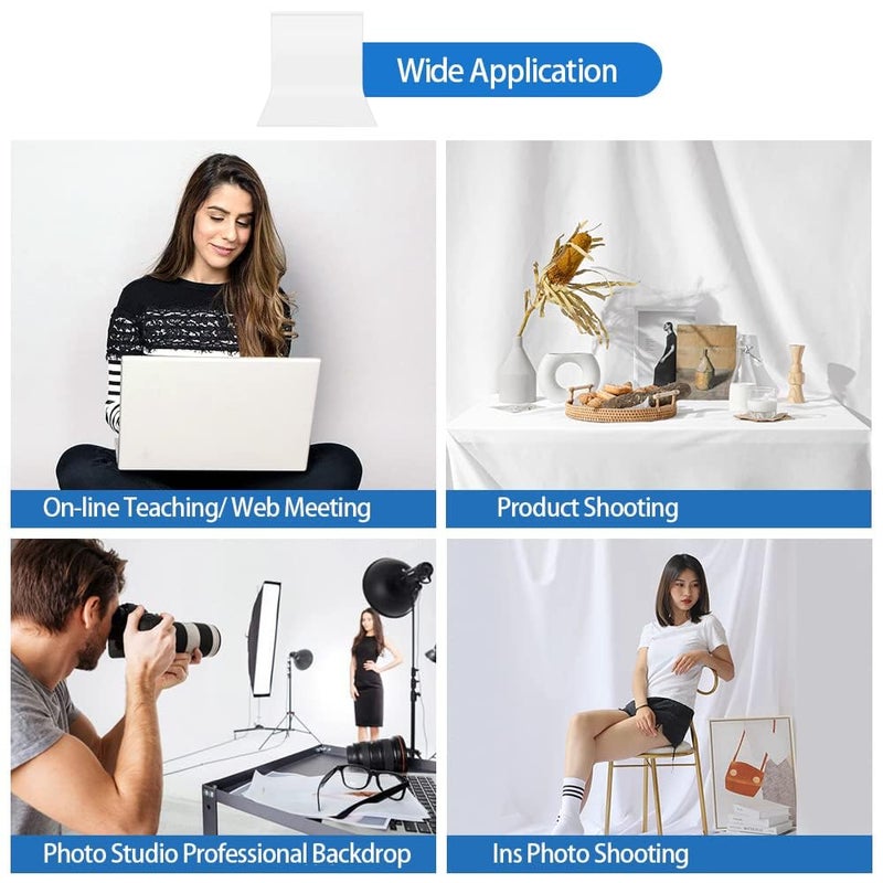 Hemmotop White Photo Backdrop 10x8ft, Large Drapes Well Photography Background for Family Photoshoot, Video Recording, Graduation, Birthday, Wedding, Baby Shower Party Photos - Image 2