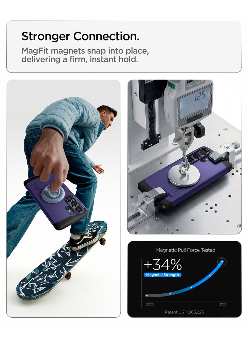 Spigen Tough Armor MagFit for Samsung Galaxy S26 ULTRA Case [MagSafe] Cover (2026) - Ash Violet - Image 3