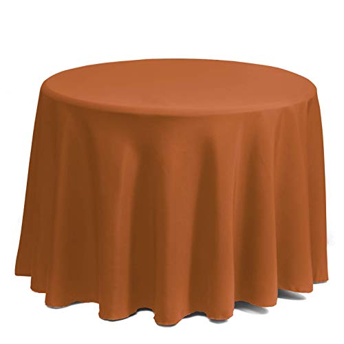 Gee Di Moda Round Tablecloth - 90 Inch Orange Round Table Cloth for 30 to 60 Inch Round Tables - Heavy Duty Washable Fabric - for Buffet Table, Holiday Party, Dinner, Wedding & Baby Shower - Image 2