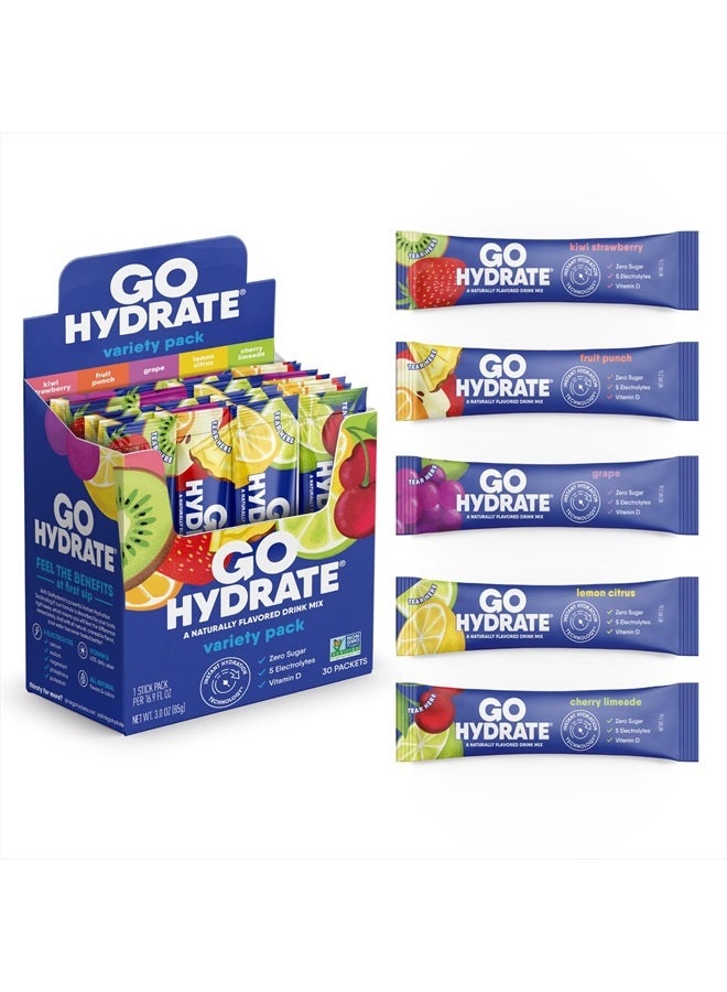 GoHydrate مسحوق مشروب الإلكتروليت - بنكهة طبيعية، خالي من السكر، مسحوق ترطيب (مختلط، 30 حبة (عبوة من 1)) - Image 2