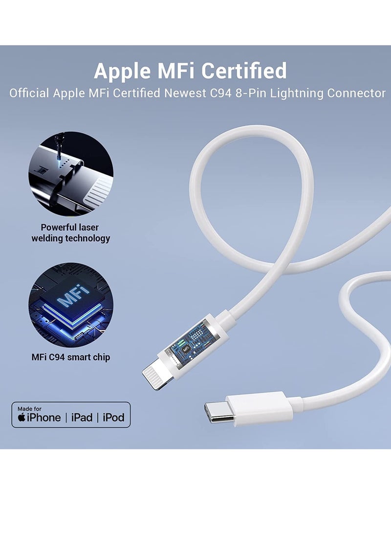 Compatible with iPhone Fast Charging Cable Cord - 3Pack 6FT MFi Certified USB-C to Lightning Cable, Type C iPhone Rapid Charger Cord for iPhone 14 13 12 Mini Pro Max 11 X XS XR 8 Plus iPad - Image 3