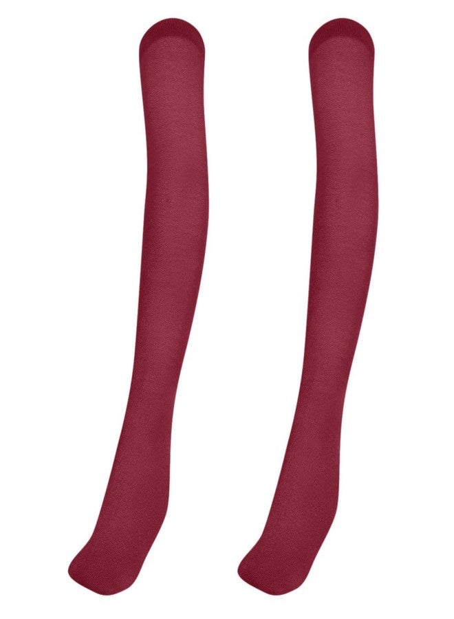 MUKHAKSH (Pack of 2 Pairs Girls Kids Cotton Thigh High Thigh Length upto the thigh Mid Thigh Long Maroon Stocking Socks, 9-10 Years - Image 1
