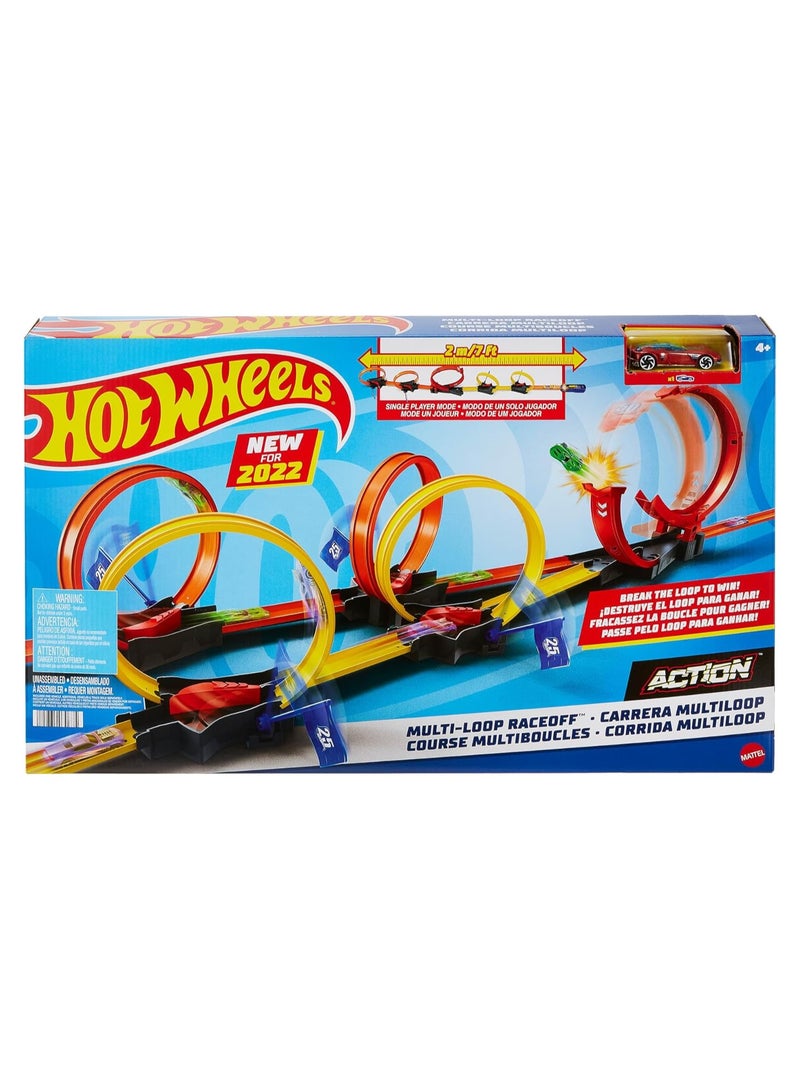 هوت ويلز مجموعة لعب السباق متعددة الحلقات، مع سيارة واحدة، هدية للأطفال من سن 4 إلى 10 سنوات - Image 1