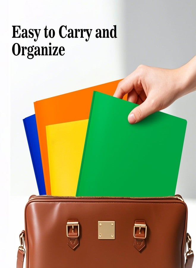 EEHZTSI 6-Pack Plastic Folders with Pockets and Prongs,2-Pocket Folders with 3 Fasteners, Holds 8-1/2" x 11" Paper for School/Office/Home, Assorted - Image 5