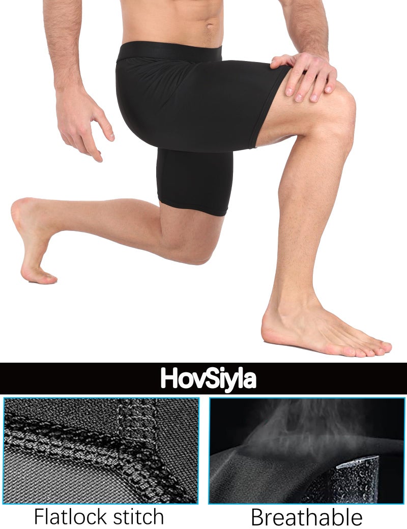 HovSiyla 6 Pack Compression Shorts Men Performance Sports Workout Athletic Running Underwear Shorts Spandex Black-S - Image 5