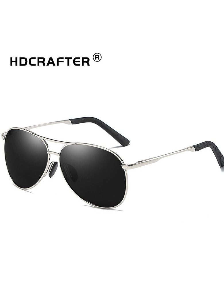 HDCRAFTER - Men's Full Frame Polarized UV400 Pilot Frame Sunglasses - Image 1