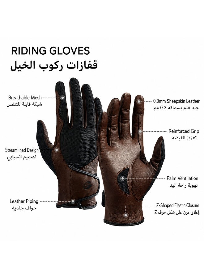 GO LOVE JOY Professional Equestrian Gloves – Made of goatskin, wear-resistant and breathable, delivering authentic tactile feel. Suitable for horse riding, mountaineering and hiking. - Image 2