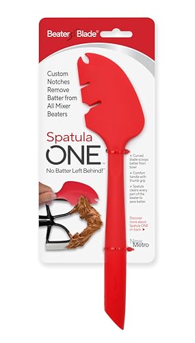 New Metro Design Silicone Spatula ONE Mixer Beater Scraper and Spatula, Cherry Red - Image 1