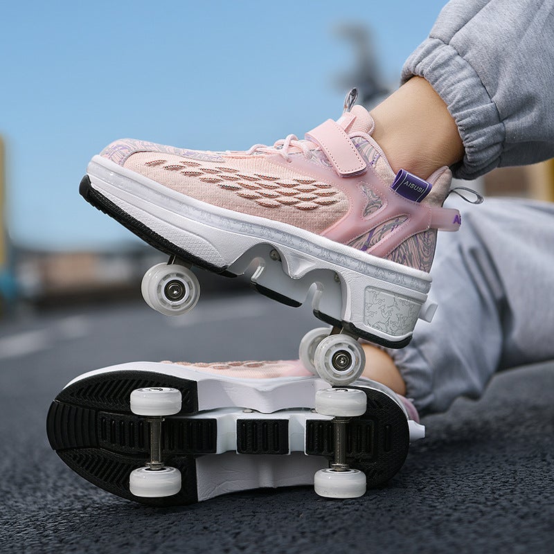 Generic Transformable High-Rebound Skating Shoes 9908 pink ordinary version 