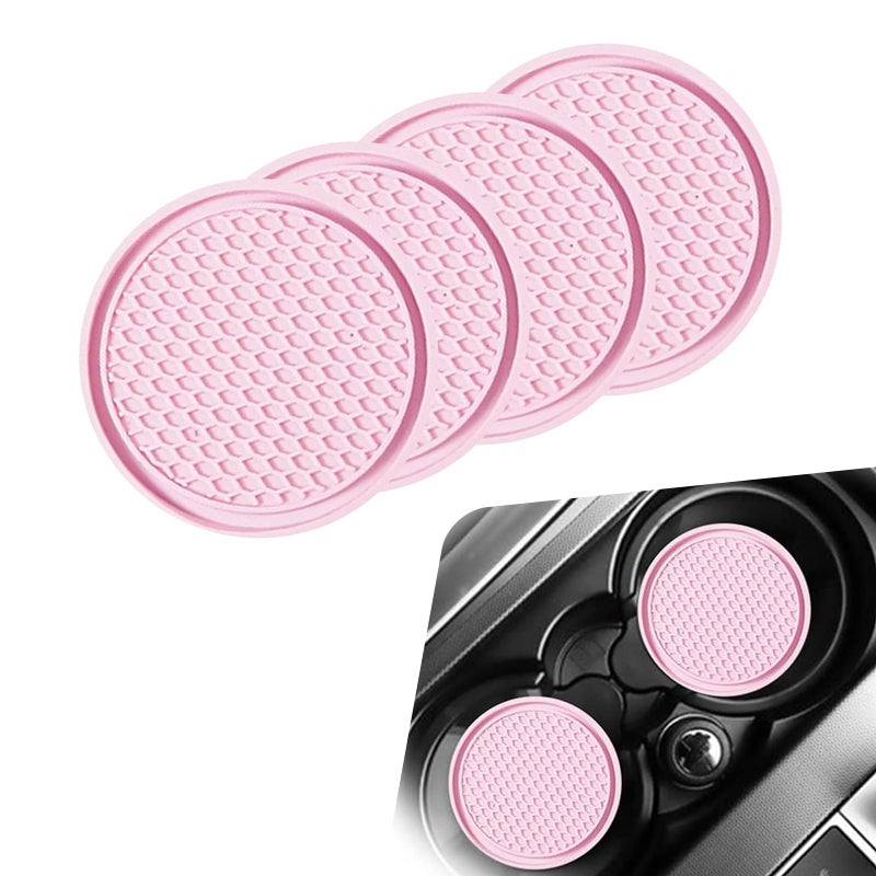 Zosgrew Car Cup Coaster Universal NonSlip Cup Holder Coasters for Car Honeycomb Embedded Decorative Silicone Coasters Cars Interior Decorative Accessories Pink - Image 3