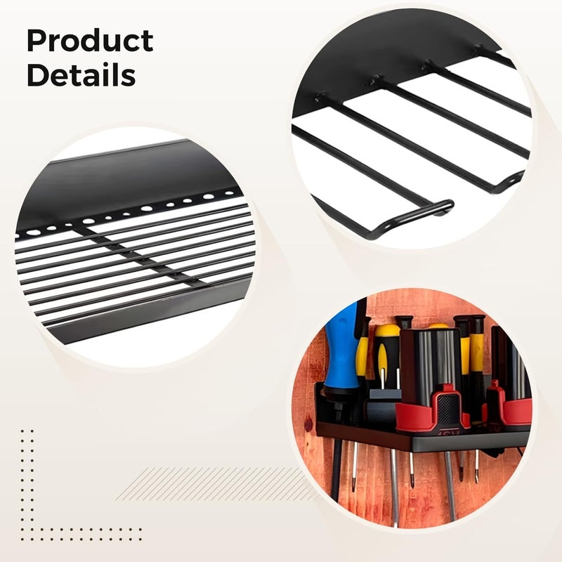 2 Resin Wall-Mounted Shed Shelves, Tool Organizer for Sheds, Includes Bolts and Storage Hooks - Image 2