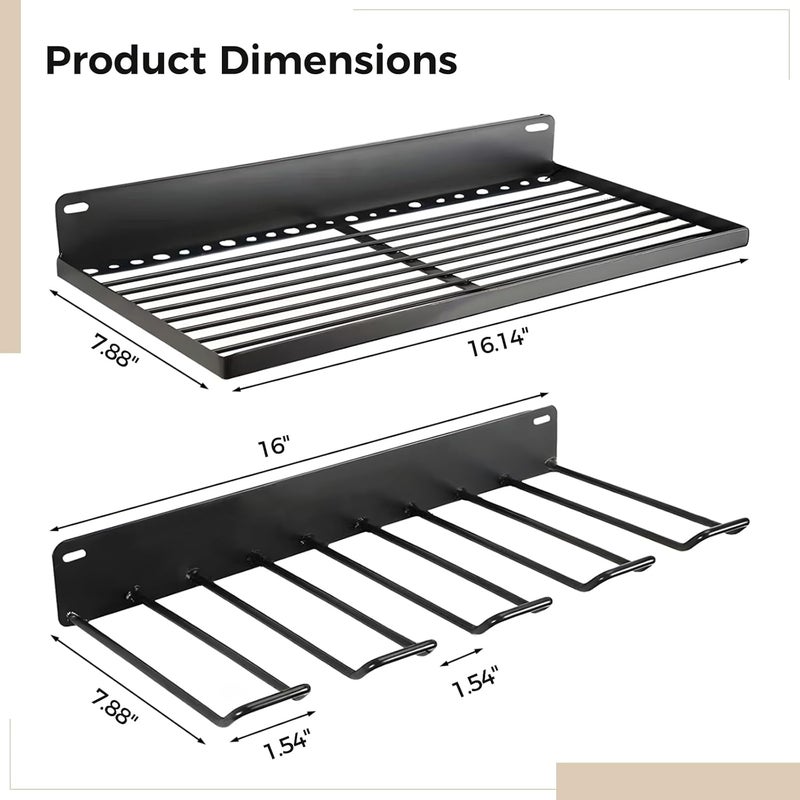 2 Resin Wall-Mounted Shed Shelves, Tool Organizer for Sheds, Includes Bolts and Storage Hooks - Image 4