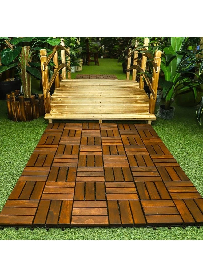 LINGWEI 10pcs Premium Wood & Plastic Interlocking Deck Tiles 31x3x31cm Brown Floor Decking Tiles - Image 4
