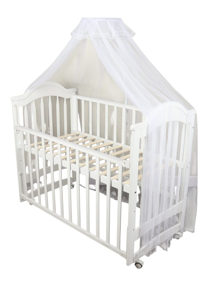 KM Wooden rocking baby bed with mosquito net - can be combined with the mother's bed, size 120 x 60 cm - Image 1