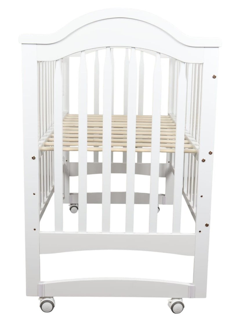 KM Wooden rocking baby bed with mosquito net - can be combined with the mother's bed, size 120 x 60 cm - Image 4