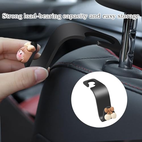 XFSAFDM 4 Pcs Car Organiser, Brown Cartoon Backseat Hooks, Car Hanging Accessories Interior for Handbags, Grocery Bags, Baby Supplies, Car Accessories Gadgets, Car Decoration Items Interior, Car Gadgets - Image 5