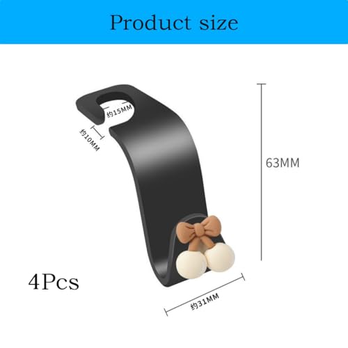 XFSAFDM 4 Pcs Car Organiser, Brown Cartoon Backseat Hooks, Car Hanging Accessories Interior for Handbags, Grocery Bags, Baby Supplies, Car Accessories Gadgets, Car Decoration Items Interior, Car Gadgets - Image 2