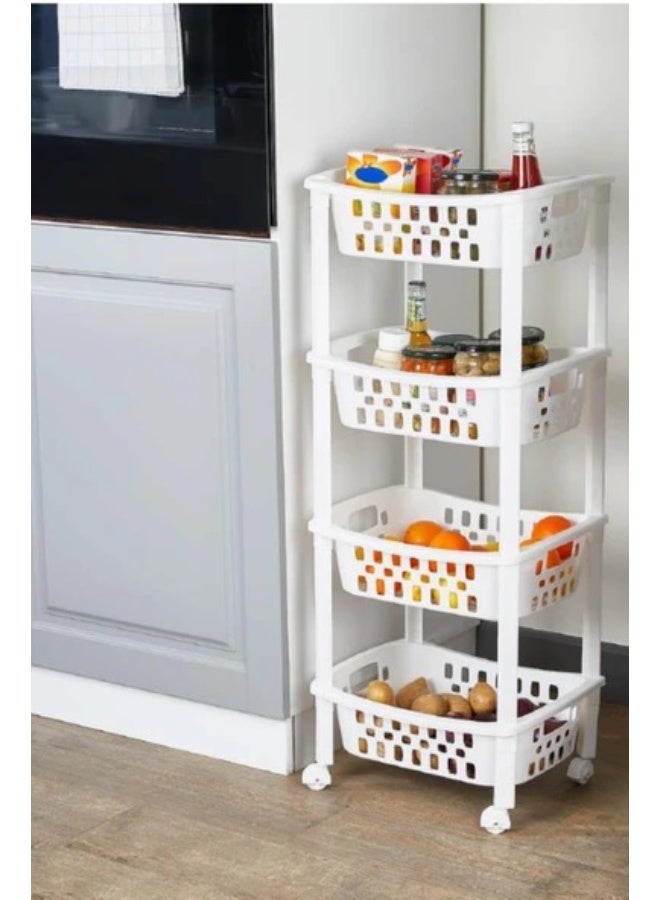 Happy Home 4-Tier Storage Rack with 4 Wheels – Multipurpose Organizer for Potatoes, Onions, Vegetables, Fruits & Bathroom Supplies – Ideal for Kitchen, Balcony & Home Organization – Durable Plastic Vegetable Holder – Space-Saving Modern Design – Dimensions 30×40 cm, Height 96 cm - Image 2