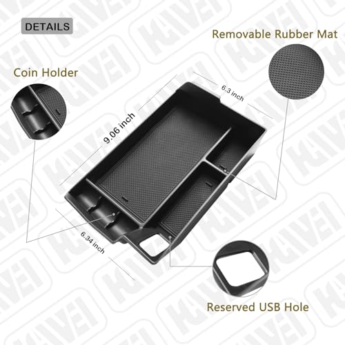 HGWEI Center Console Organizer Tray Compatible with 2021-2026 Toyota Sienna Accessories, Sienna LE Limited Platinum SE XLE XSE Coin Container Armrest Secondary Storage Box, Black - Image 5