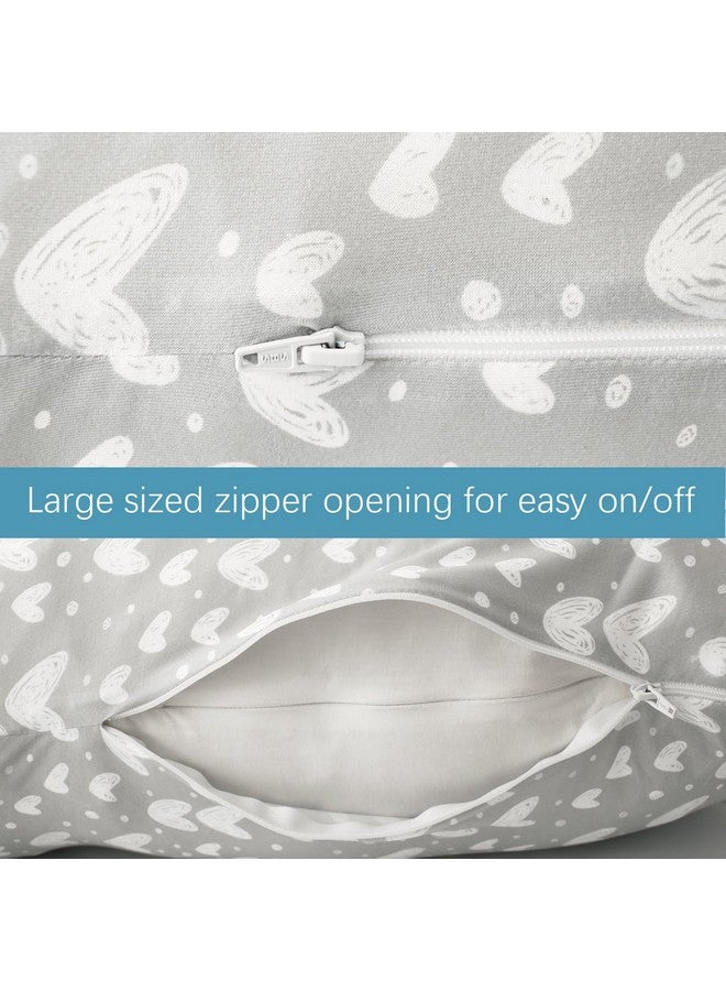Biloban Pregnancy Pillow Cover U-Shaped, Super Soft Replacement Cover Fits Most 55/57 Inch Maternity Pillow, Full Body Pregnancy Pillow Case, Universal Fit, Grey Hearts Print - Image 1