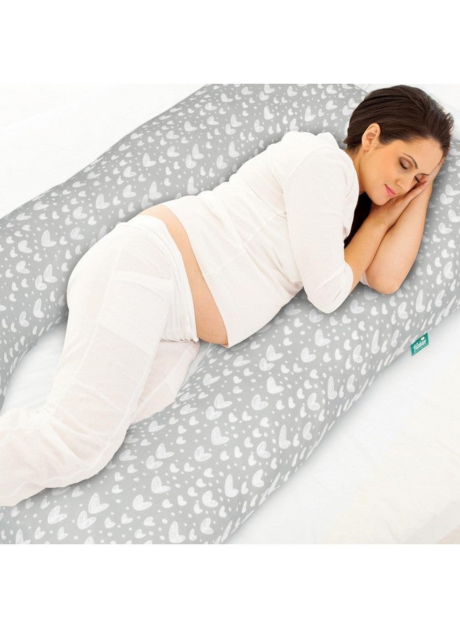 Biloban Pregnancy Pillow Cover U-Shaped, Super Soft Replacement Cover Fits Most 55/57 Inch Maternity Pillow, Full Body Pregnancy Pillow Case, Universal Fit, Grey Hearts Print - Image 4