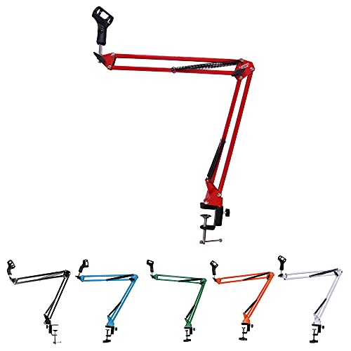 Kadence NB35RD Home Series Microphone Boom Arm Stand | Steel Frame & Smooth Angle Adjustment | Dual-Spring Suspension with 360° Rotation | Desk Clamp Mount for Recording,& Online Classes | Red - Image 4