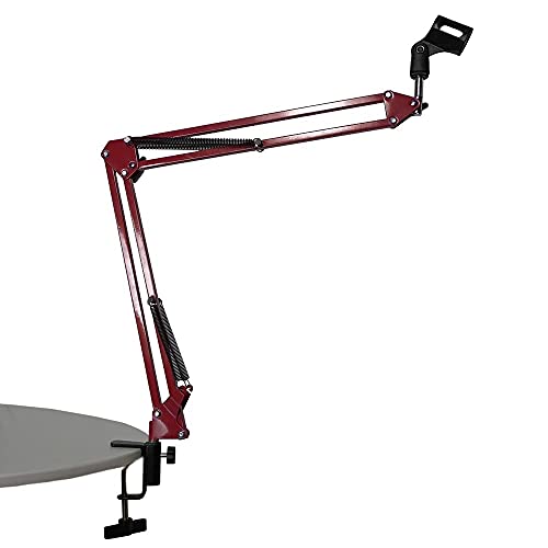 Kadence NB35RD Home Series Microphone Boom Arm Stand | Steel Frame & Smooth Angle Adjustment | Dual-Spring Suspension with 360° Rotation | Desk Clamp Mount for Recording,& Online Classes | Red - Image 2